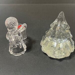 Mikasa Sweet Angel Crystal Glass Candle Holder & Christmas Tree Tea Light Holder